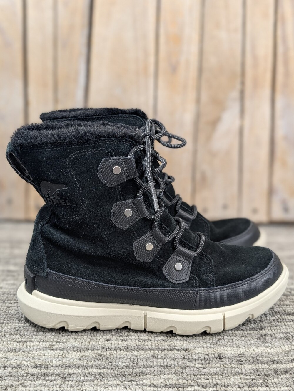 Sorel: Women's Explorer 2 Joan Waterproof Suede Boots in Black - Size 6.5